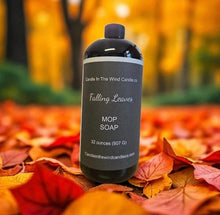 Load image into Gallery viewer, Bottle of 'Falling Leaves' MOP Soap on a background of autumn leaves