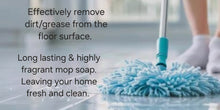 Load image into Gallery viewer, Mop cleaning a floor with text about its effectiveness and features.