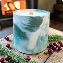 Load image into Gallery viewer,  Bayberry and Balsam Fir Concrete Candle with Winter Fragrance
Handmade Concrete Candle with Evergreen Scents
Unique Seasonal Candle for Cozy Home Decor
