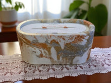 Load image into Gallery viewer,  Bayberry and Balsam Fir Concrete Candle with Winter Fragrance
Handmade Concrete Candle with Evergreen Scents
Unique Seasonal Candle for Cozy Home Decor
