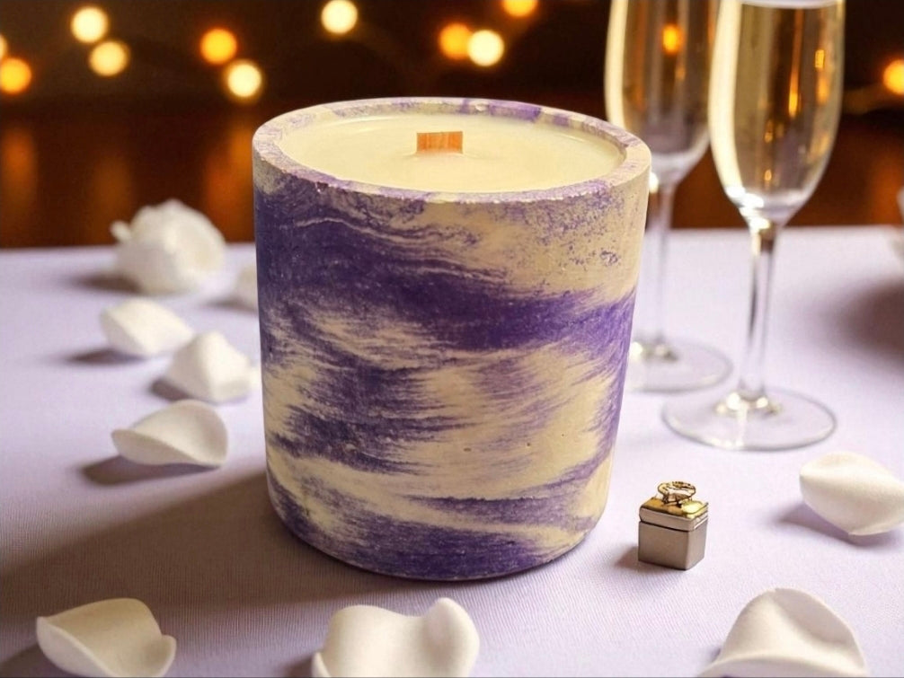 Black Raspberry Vanilla Concrete Candle with Sweet Fragrance Handmade concrete candle with black raspberry and vanilla fragrances