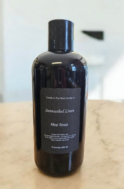 Sun washed linen scented mop soap for cleaning floors with a fresh and clean fragrance.